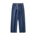 Heren losse recht-model spijkerbroek in middenblauw wassing met koord in de taille - 3XL / Donkerblauw