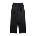 Men's ice silk wide-leg pants in black with elastic drawstring waist and vertical pleats - S / Black