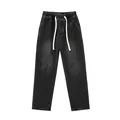 Lockere Herren-Jeans mit geradem Bein in Dunkelgrau und elastischem Kordelzugbund - 3XL / Waschgrau