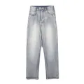 Jean stretch pour hommes en bleu clair, coupe droite ajustée avec effet délavé usé - 3XL / Bleu Vintage
