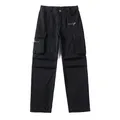 Pantaloni cargo vintage neri da uomo con tasche multiple e dettagli con cerniera zip - S / Nero