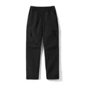 Men's black tactical cargo pants with elastic waist and zippered utility pockets - S / Black