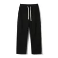 Men's loose straight-leg sweatpants in black with adjustable drawstring waist - S / Black