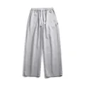 Men's loose straight-leg drawstring joggers in grey knit cotton blend fabric - 3XL / Light Gray