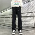 Men's loose black double knee carpenter pants with metal rivet details in street style - 3XL / Black