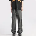 Dark gray wide-leg parachute cargo pants with elastic drawstring waist and pleated texture - 3XL / Dark Gray