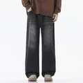 Herren Oversize Jeans in Schwarz gewaschen mit Vintage-Effekt und weitem Beinschnitt - 3XL / Dunkelgrau