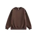 Classic dark brown crew neck sweatshirt with ribbed cuffs in heavy cotton fabric - 3XL / Coffee