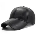 Berretto da baseball nero in finta pelle con logo Frank in rilievo e fodera termica - Taglia Unica Regolabile / Nero