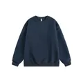 Classic dark blue crewneck sweatshirt with dropped shoulders and ribbed cuffs for men and women - Navy Blue