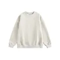 Minimalist crew neck sweatshirt in beige heavy cotton fabric with ribbed cuffs - Apricot