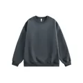 Minimalist crew neck sweatshirt in dark grey featuring dropped shoulders and ribbed cuffs - Dark Gray