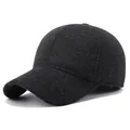 Winter-Baseballkappe aus Wolle für Senioren mit Ohrenklappen und warmem Futter - Einheitsgröße Verstellbar / Schwarz