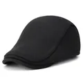 Klassische schwarze Woll-Schirmmütze für Herren mit Ohrenschutz und Retro-Stil - Einheitsgröße Verstellbar / Schwarz