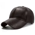 Berretto da baseball in pelle PU marrone scuro con goffratura Frank e design 6 pannelli - Taglia Unica Regolabile / Marrone