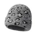Berretto invernale con motivo leopardato grigio e spessa fodera in pile termico lavorato - Taglia unica / Grigio