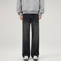 Retro herenjeans met rechte pijpen in donkergrijs met vintage wassing en effecten - 3XL / Zwart