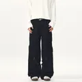 Pantaloni cargo neri retrò da uomo con tasche multiple, nastri e vestibilità ampia - XS / Nero