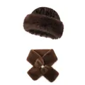 Winter leopard print faux fur hat and scarf set in dark brown plush finish - Large Leopard Hat And Scarf