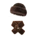 Winter faux fur leopard print hat and scarf set with rhinestone bow detail in dark brown - Small Leopard Hat And Scarf