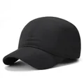 Waterproof quick-dry short brim baseball cap in matte black synthetic fiber - One Size Adjustable / Black