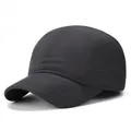 Minimalist black five-panel quick-dry sports baseball cap with a curved brim design - One Size Adjustable / Dark Gray