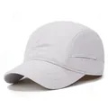 Minimalist light gray five-panel quick-dry baseball cap for outdoor sports - One Size Adjustable / White