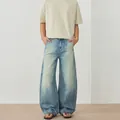 Jeans baggy a gamba larga in lavaggio blu chiaro con fori sulle ginocchia e taglio comodo - XS / Blu Ghiaccio