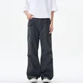 Pantalon cargo rétro gris délavé pour homme avec jambe large et grandes poches latérales - S / Gris
