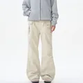Pantalon cargo beige vintage avec poches multiples et détails plissés aux genoux - S / Blanc Cassé