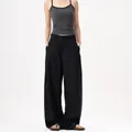 Herren Weite Stoffhose mit Falten in Schwarz, lockerer Fall und minimalistischer Schnitt - XS / Schwarz