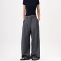 Minimalistische dunkelgraue Herrenhose mit hohem Bund, weitem Bein und Plissee-Drapierung - XS / Dunkelgrau