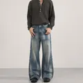 Vaqueros acampanados azul claro lavado retro para hombre con ajuste holgado y pierna ancha - XS / Azul