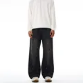 Relaxed fit dark gray splash ink washed denim jeans with white paint splatter detail - 2XL / Black
