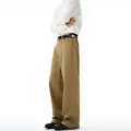 Khaki Herren-Freizeithose mit weitem Bein aus hochwertigem Baumwolltwill im Straight-Schnitt - 3XL / Khaki