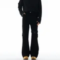 Pantaloni cargo neri a zampa da uomo con multitasche e cinturini con occhielli - S / Nero