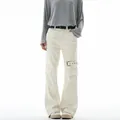 Pantaloni cargo svasati stile high street americano bianco crema con cinturino - S / Bianco Sporco