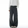 Pantaloni cargo vintage grigio scuro con gamba larga e tasche laterali uomo e donna - S / Grigio