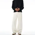 Off-white Herren Weite-Bein Hose mit geschwungenen Nähten im minimalistischen Streetwear-Stil - 3XL / Weiß