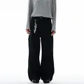 Pantaloni cargo neri vintage da uomo con tasche multiple e vestibilità ampia casual - S / Nero
