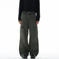 Pantaloni cargo vintage grigio antracite lavati con taglio dritto ampio per uomo e donna - S / Verde Militare