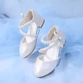 Zapatos mary jane blanco perlado para niña con correas de perlas y detalle de lazo suave - EU 25 / Blanco