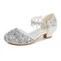 Scarpe da principessa per bambine in paillettes argento con strass e ciondolo a cuore - EU 26 / Argento