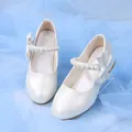 Zapatos Mary Jane para niña en blanco perla con detalle de lazo y decoración de perlas - EU 25 / Blanco
