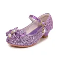 Purple sequined princess high heels for girls with bow, pearls and moon charm - EU 26 / Purple