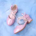 Zapatos de princesa rosa perlado para niñas con correas de perlas y un lazo - EU 25 / Rosa