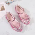Pink sequin Mary Jane shoes for girls with rhinestone butterfly bow detail - 38 / Pink