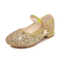Sparkly gold girls Mary Jane shoes with glitter, star-moon charms and rhinestone heels - EU 38 / Gold