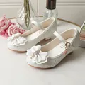 Scarpe principessa argento con glitter da bambina con ciondoli a stella e fiocco di perle - Bianco
