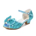 Girls glittery blue princess sandals with rhinestone bow and star moon pendant charms - EU 25 / Blue